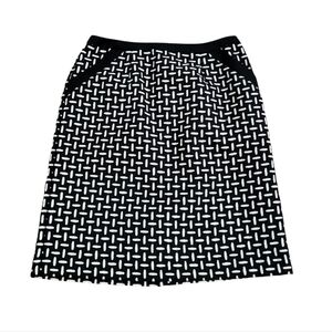 Vintage Pencil Skirt Talbots Wool Black White Size 10 Office Business Textured